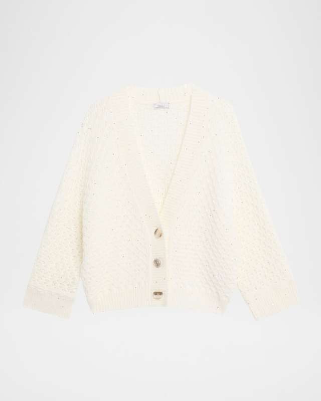 Sequin Knit Virgin Wool Cardigan